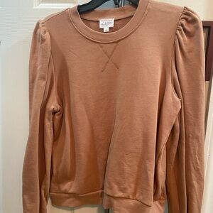 Cami NYC Puff-Sleeve Crewneck Sweatshirt - peachy tan cotton